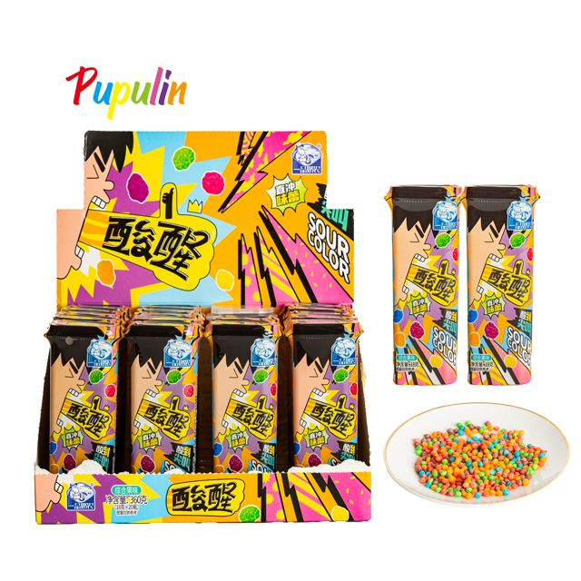 sour chewy candy mixed flavor bottle packing